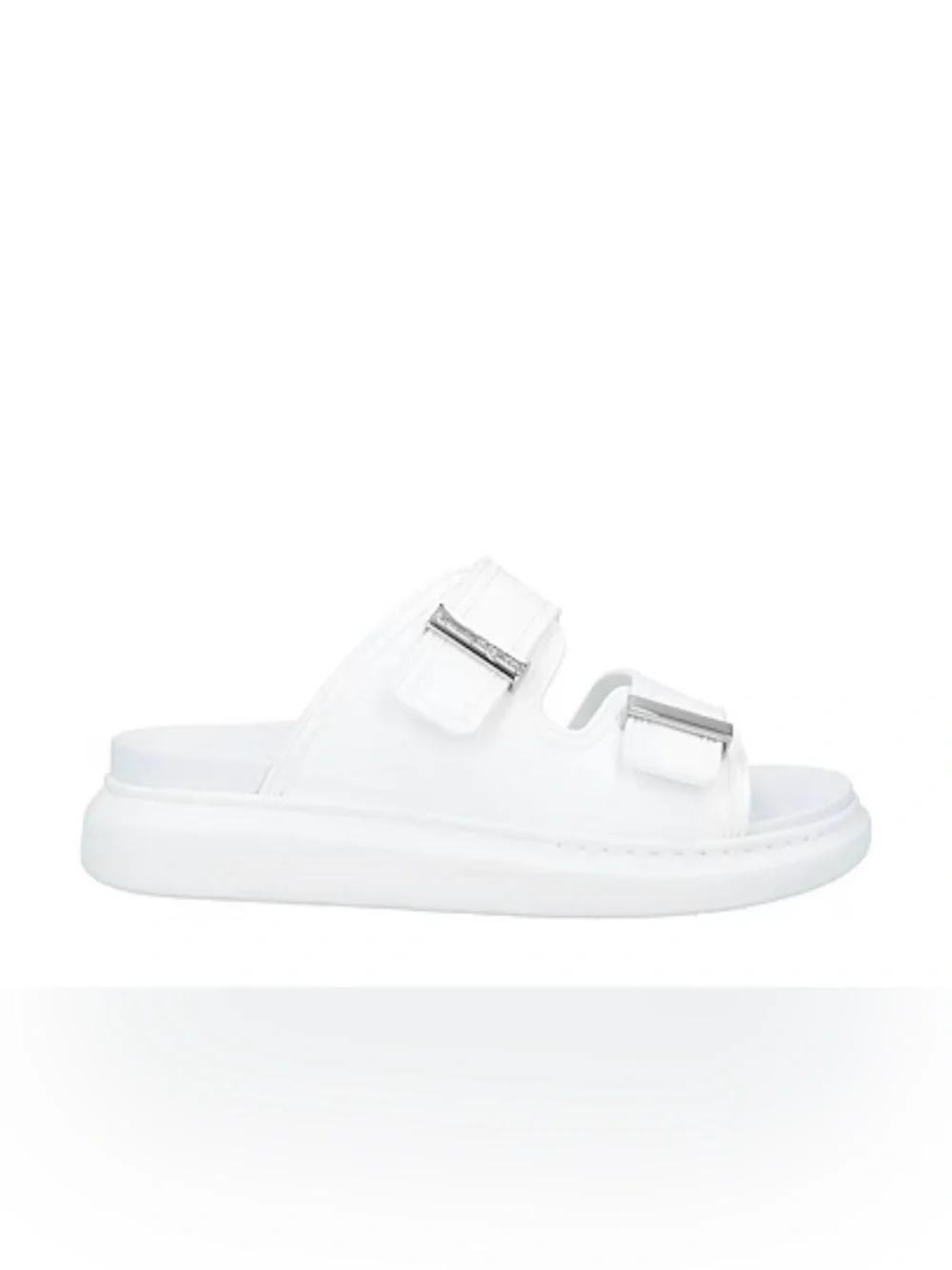 Alexander McQueen White Double-Buckle Slide Sandals size 38